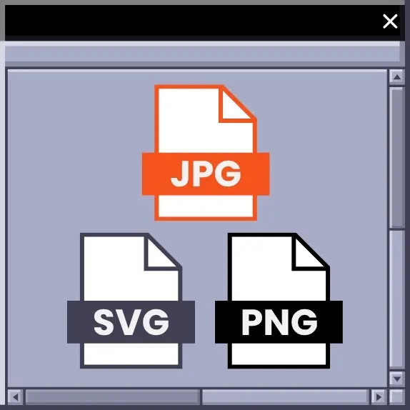 File format icons for JPG, PNG and SVG
